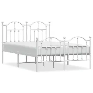 Berkfield Metal Bed Frame with Headboard and Footboard White 120x200 cm