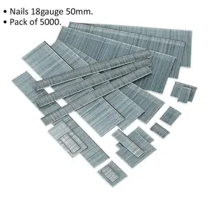 Bulk 5000 Pack of 50mm Brad Nails - 18 Gauge for Nailer Staple Guns