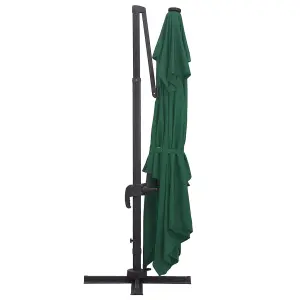 Berkfield Cantilever Umbrella with LED Lights and Aluminium Pole 400x300 cm Green