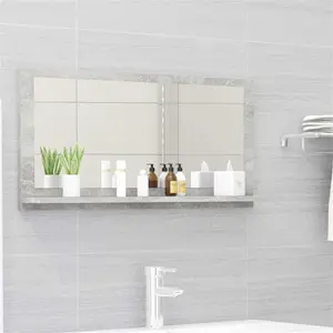 Dorlene Framed Wall Mounted Bathroom Mirror Concrete Grey / 90 cm