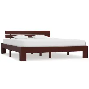 Berkfield Bed Frame Dark Brown Solid Pine Wood 180x200 cm 6FT Super King