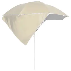 Berkfield Beach Umbrella with Side Walls Sand 215 cm