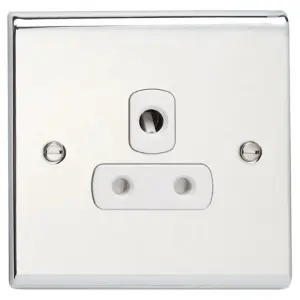 Deta SD1331CHW Slimline Décor Round Pin Unswitched Socket 5 Amp (Polished Chrome /White Insert)