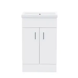 Nes Home 500mm White Basin Sink Flat Pack Vanity Unit Floor Standing