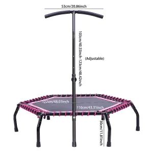 48in Bungee Cords Hexagonal Trampoline with Adjustable T-Bar Handle in Pink