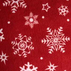 Snowflake Teddy Fleece Duvet Cover Bedding Winter Christmas, Red - Double