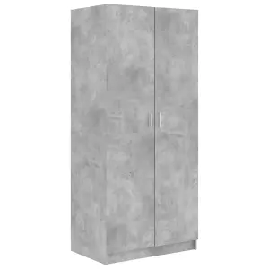 Wardrobe Concrete Grey 80x52x180 cm Engineered Wood