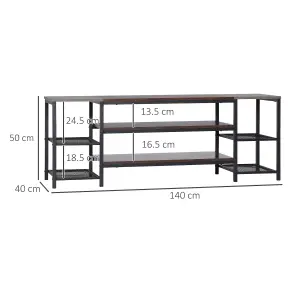 HOMCOM TV Unit Cabinet for TVs up to 60 Inches with Shelves Brown and Grey