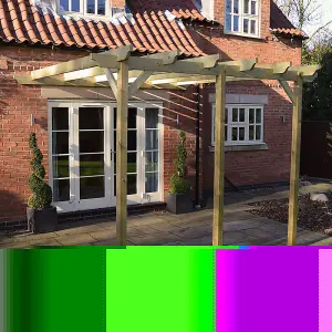 Wall Mounted Garden Pergola 3 Post - L420 x W420 x H270 cm - Light Green