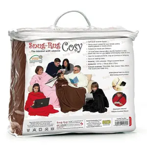 Snug Rug Cosy Sleeved Fleece Blanket With Sleeves and a Handy Pouch Pocket - CHOCOLATE BROWN GH-SCA6