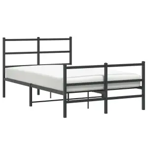 Berkfield Metal Bed Frame without Mattress with Footboard Black 120x200cm