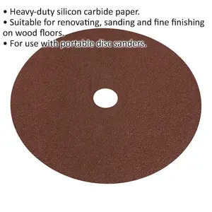 25 Pack 175mm Sanding Discs - 40 Grit Aluminium Oxide for Wood Finishing