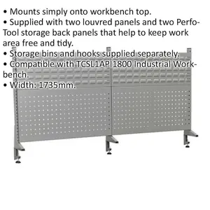 1735mm Back Panel Assembly - Suitable for ys02560 Steel Industrial Workbench