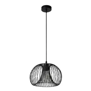 Lucide Vinti Vintage Wire Pendant Light 30cm - 1xE27 - Black