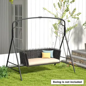 Costway Outdoor Metal Swing Frame Sturdy A-Shaped Porch Swing Stand w/ Extra Side Bars