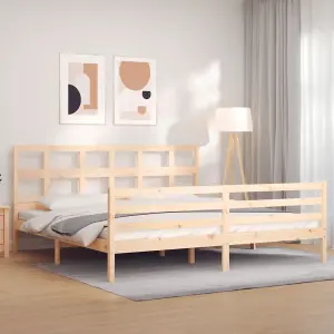 Berkfield Bed Frame with Headboard 200x200 cm Solid Wood