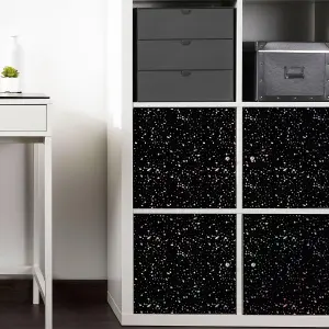 Walplus Terrazzo Holographic Glitter Black Wall Metallic Tile Sticker Set 24Pcs