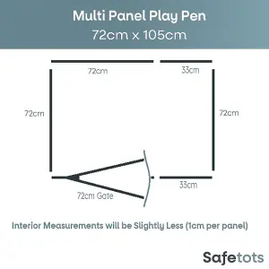 Safetots Premium Multi Panel Play Den, 72cm x 105cm, White, 70cm High, Baby Playpen, Play Den for Toddlers, Large Playpen