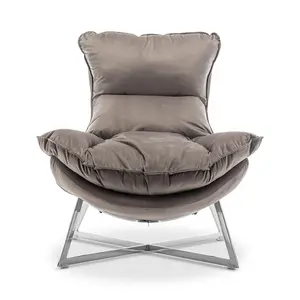 Velvet Light Grey Pierina Accent Chair