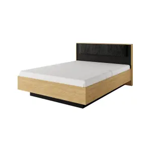 Elegant Oak Baltic & Black Ottoman Bed H1020mm W1670mm L2100mm - EU King with Underbed Storage