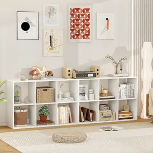 COSTWAY 6-Cube Bookshelf Modern Cubby Bookcase with Back Guardrail