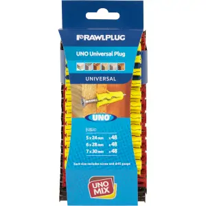 Rawlplug Multicolour Plastic Wall plug, 144 pieces