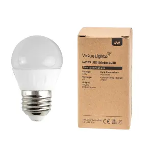 ValueLights Pack of 2 4w LED ES E27 Golfball Energy Saving Long Life Light Bulbs 3000K Warm White