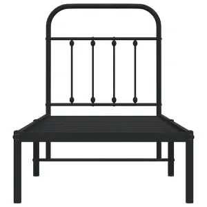 Berkfield Metal Bed Frame with Headboard Black 75x190 cm