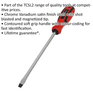 High-Quality Slotted Screwdriver 8 x 200mm with Soft Grip Handle and Chrome Vanadium Shaft