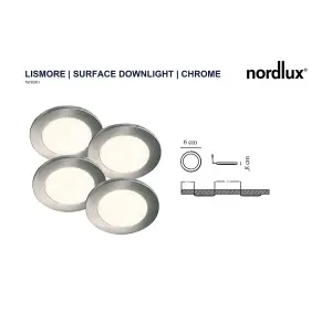 Nordlux Lismore Surface Indoor Kitchen Dining Hallway Downlight In Chrome (Height) 0.6cm