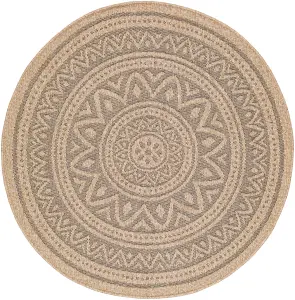 NOVA Round In- /Outdoor Jute-Look Rug 160 x 160 cm