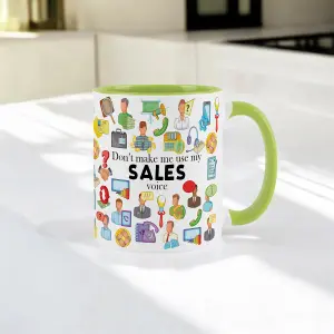 Salesperson Mug - Humorous Salesman/Saleswoman Job Themed Novelty Gifts - Tea/Coffee Hot Drinks Light Green Ceramic Cup Present