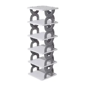 6-Tier Foldable Plastic Shoe Rack in Grey