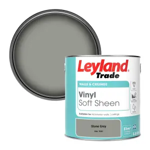 Leyland Trade Vinyl Soft Sheen Walls & Ceilings Emulsion Paint Stone Grey (RAL 7030) - 2.5L