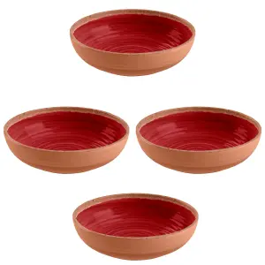 Purely Home Rustic Swirl Red Melamine Bowls - Set of 4