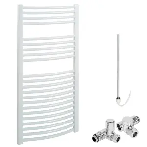 Bray Dual Fuel Heated Towel Rail, Curved, White - W500 x H1200 mm