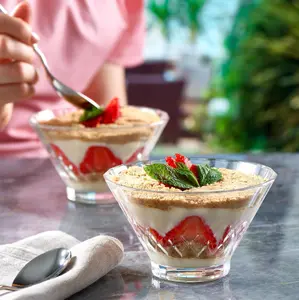 Queensway Home & Dining 10cm Diameter 6 Pcs Glass Ice Cream Serving Bowls Cups Dishes Dessert Fruit Pudding