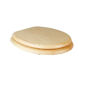 GoodHome Levanto Natural Pine effect Round Standard close Toilet seat