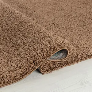 Wadan 120x170cm Mocha Shaggy Rug - Rectangular Soft Touch Thick Pile Modern Area Rug - Rugs for Living & Bedroom Non Shedding