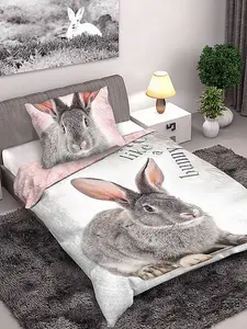 Bunny Rabbit Single 100% Cotton Duvet Cover Set - European Size