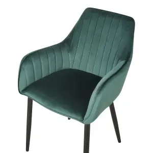 Set of 2 Dining Chairs WELLSTON Velvet Dark Green