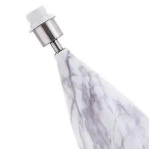 Marble Effect Ceramic Table Lamp Base with White Gloss Glazing and Chrome Trim