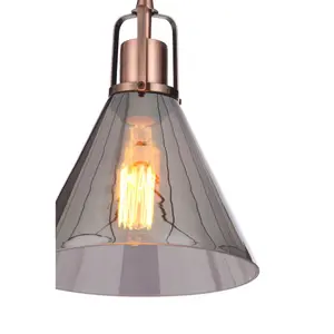 Inlight Dafyd Pendant Glass & metal Antique copper effect Ceiling light