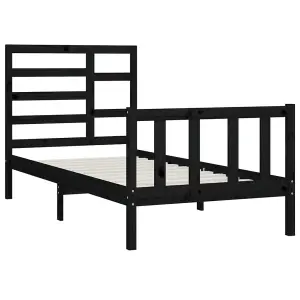 Berkfield Bed Frame Black Solid Wood Pine 90x200 cm