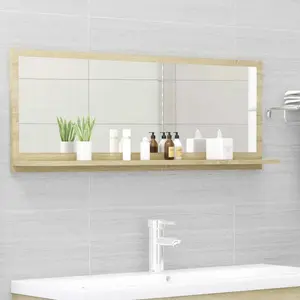 Dorlene Framed Wall Mounted Bathroom Mirror Sonoma Oak / 60 cm