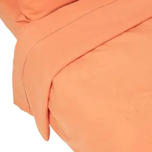 Homescapes Burnt Orange Linen Flat Sheet, Super King