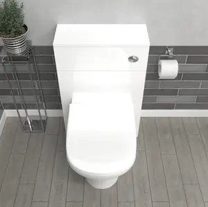 Nes Home Modern 500mm Back To Wall Toilet with Flat Pack WC Unit White