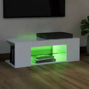 vidaXL TV Cabinet with LED Lights White 90x39x30 cm