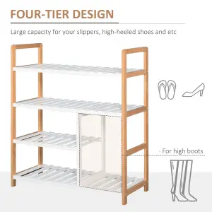 HOMCOM 4-Tier Shoe Rack Simple Home Storage w/ Wood Frame Boot Compartment Home