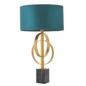 Luminosa Trento Table Lamp Antique Gold Leaf & Teal Satin Fabric